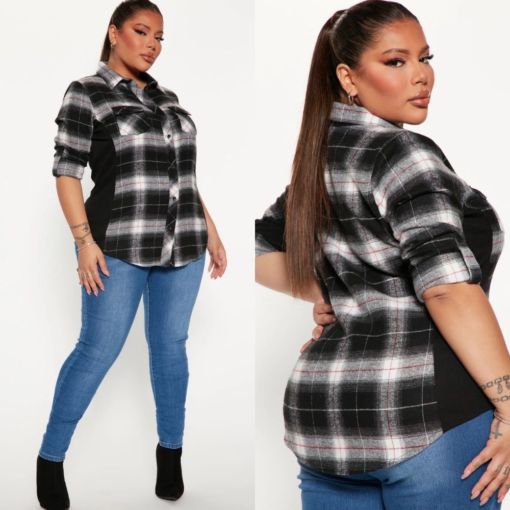 Fashion Nova Plaid Button-down Shirt